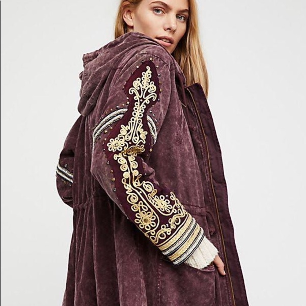 Free People NWOT Golden Quills Military Parka XS